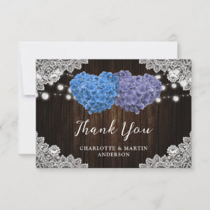 Purple and Blue Floral Wedding Thank You Card