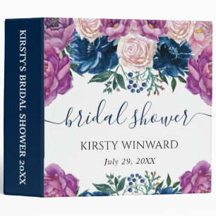 Purple and Blue Flowers Bridal Shower Photo Album Binder