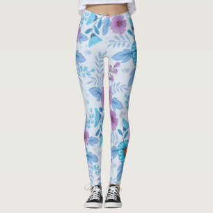 Purple and Blue Flowers Leggings