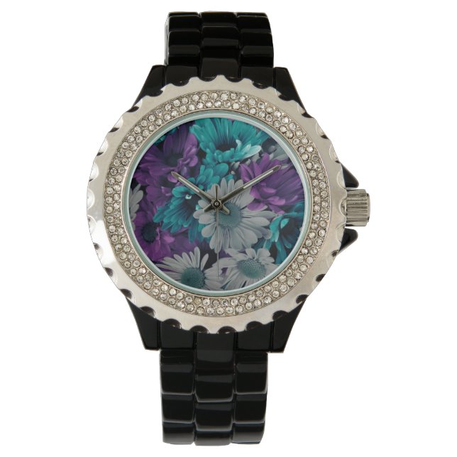 Purple and Blue Flowers Watch (Front)
