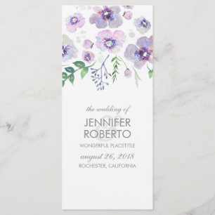 Purple and Blue Flowers Watercolor Wedding Program
