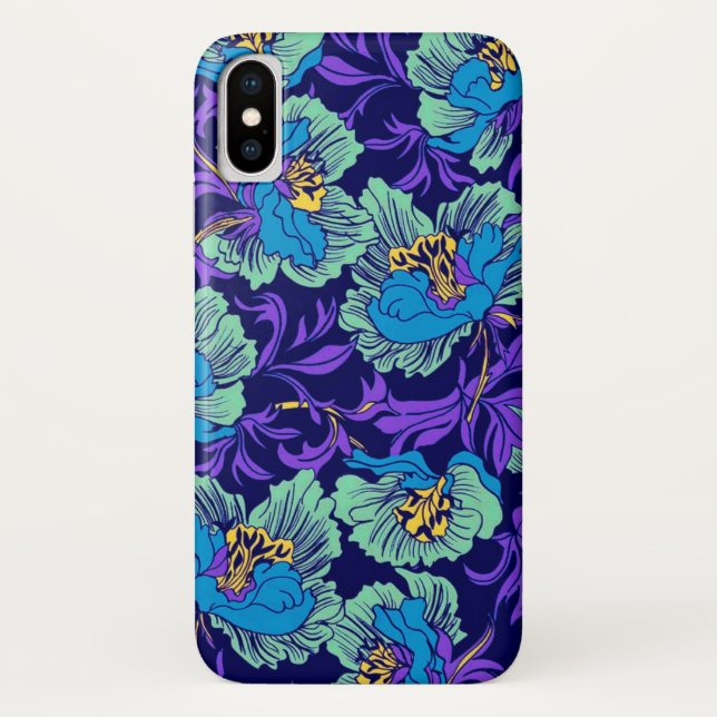 Purple and Blue Flowers William Morris Case-Mate iPhone Case (Back)