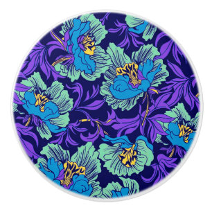 Purple and Blue Flowers William Morris Ceramic Knob