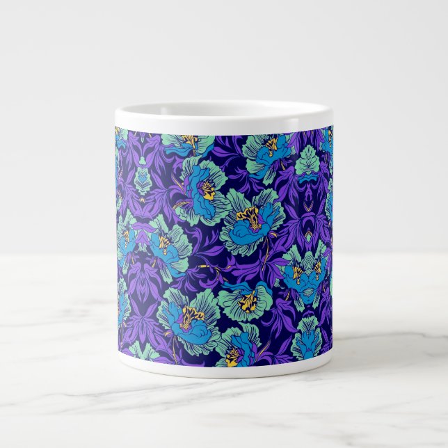 Purple and Blue Flowers William Morris Large Coffee Mug (Front)