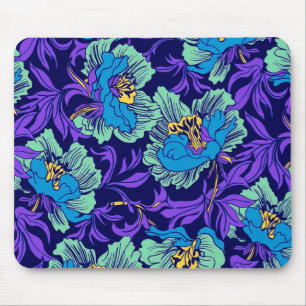 Purple and Blue Flowers William Morris Mouse Pad