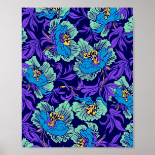 Purple and Blue Flowers William Morris Poster