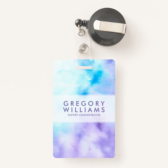 Purple And Blue Fluid Colors Baground Badge (Back with Retractable)