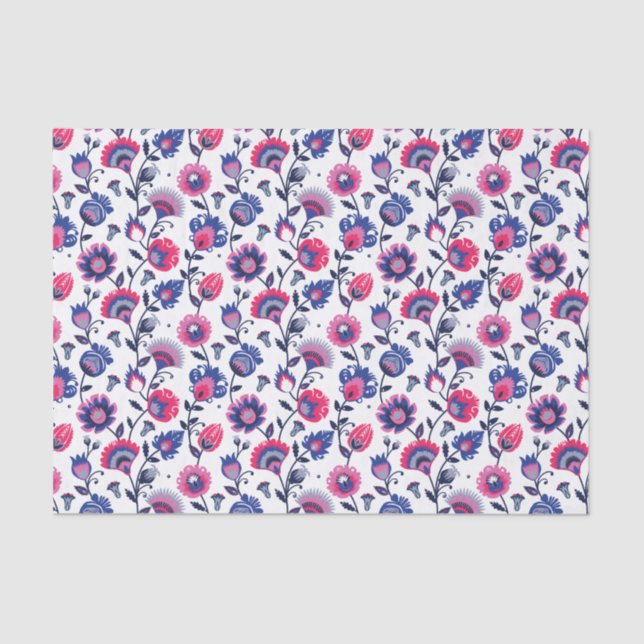 Purple and blue Folklore Wycinanki,  Tissue Paper (Front)