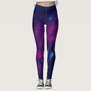 Purple and Blue Galaxy Print Leggings