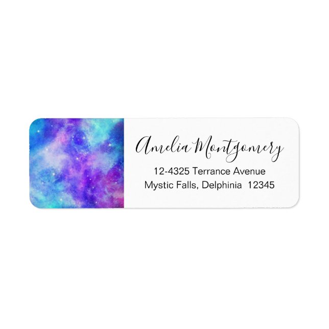 Purple and Blue Galaxy Space Abstract Address (Front)