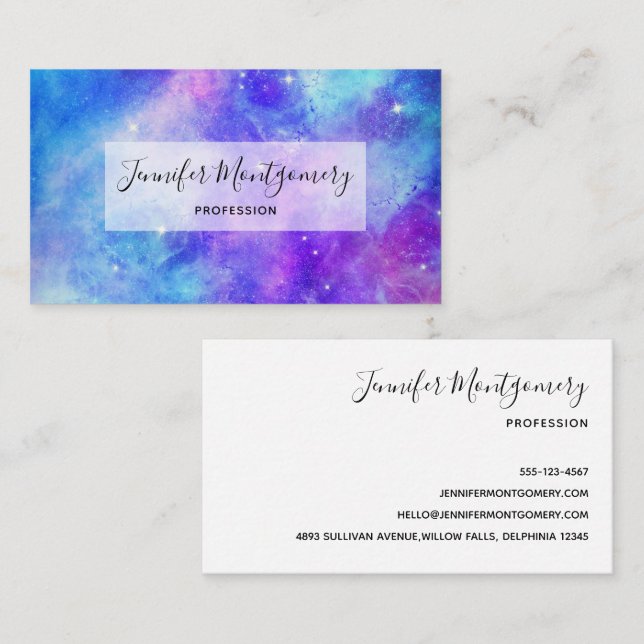 Purple and Blue Galaxy Space Abstract Business Card (Front/Back)