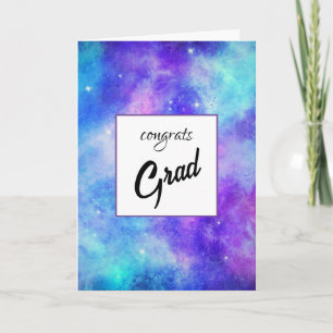 Purple and Blue Galaxy Space Abstract Graduation Card