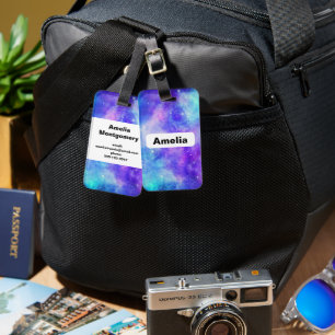Purple and Blue Galaxy Space Abstract Luggage Tag