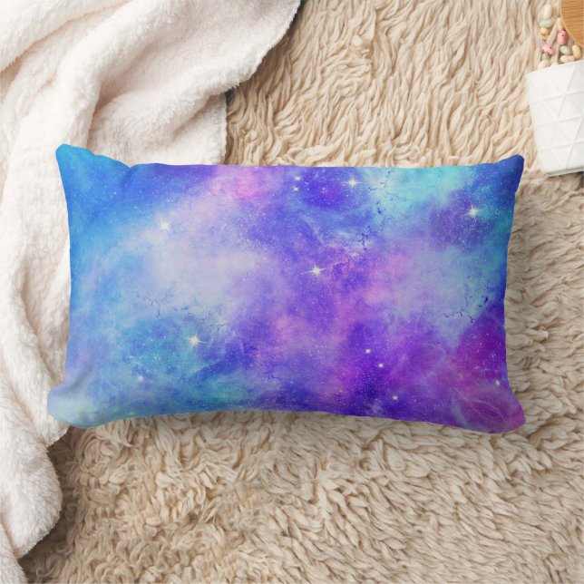 Purple and Blue Galaxy Space Abstract Lumbar Pillow (Blanket)
