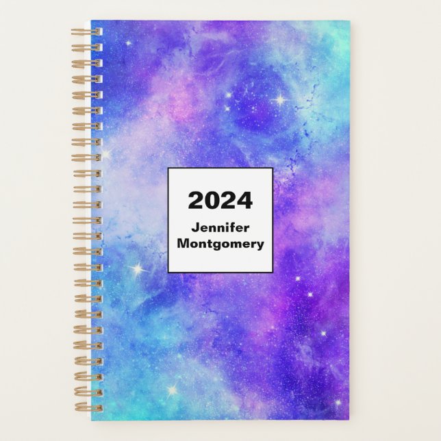 Purple and Blue Galaxy Space Abstract Planner (Front)