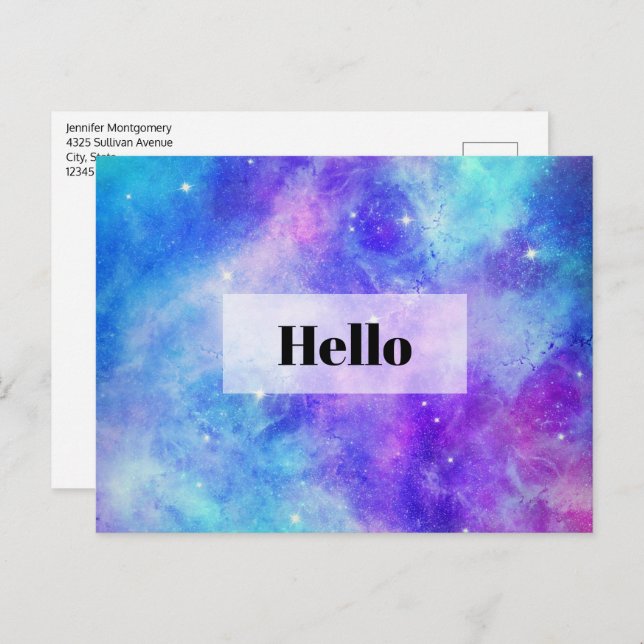 Purple and Blue Galaxy Space Abstract Postcard (Front/Back)