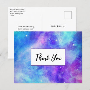 Purple and Blue Galaxy Space Abstract Thank You Postcard