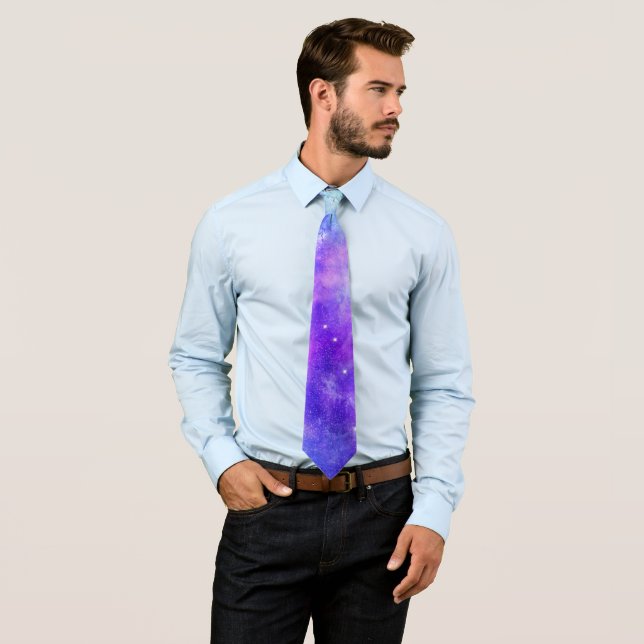 Purple and Blue Galaxy Space Abstract Tie (In Situ)