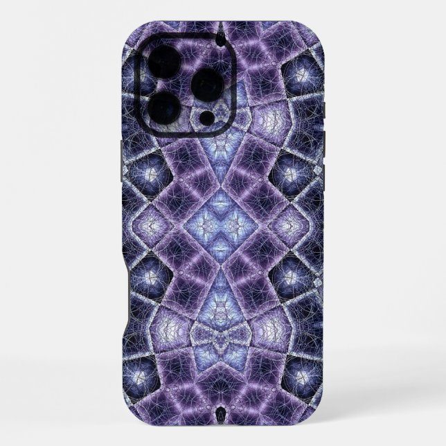 Purple and Blue Geometric Kaleidoscope Pattern iPhone Case (Back)