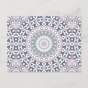 Purple and Blue Geometric Mandala Pattern Postcard