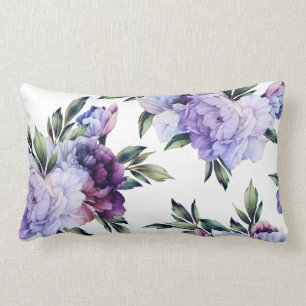 Purple and Blue Giant Peonies Lumbar Pillow