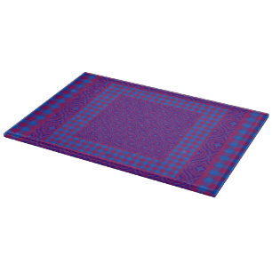 Purple and Blue Glass Cutting Board, Checks, Ogees Board