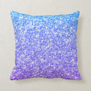 Purple And Blue Gradient Glitter Throw Pillow