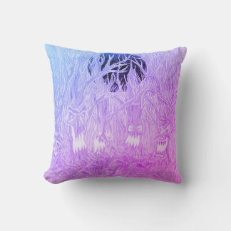 Purple and Blue Halloween Full Moon Forest Throw Pillow