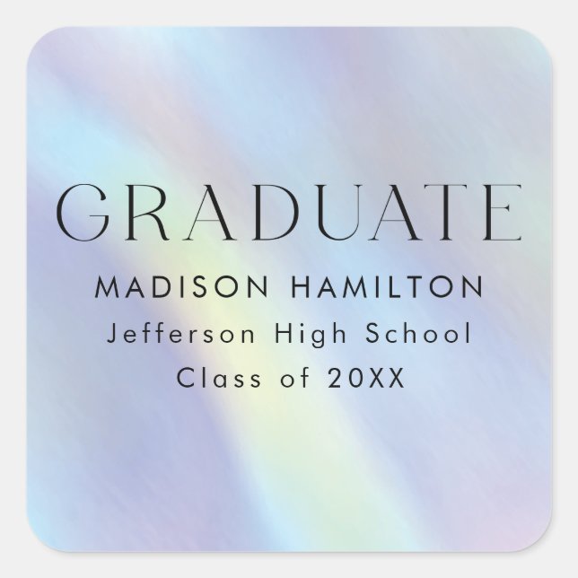 Purple and Blue Holographic Graduation Square Sticker (Front)