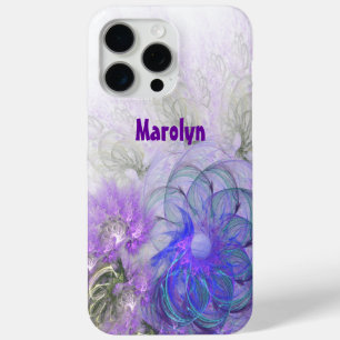 Purple and Blue Lacy Abstract Flower Design iPhone 15 Pro Max Case
