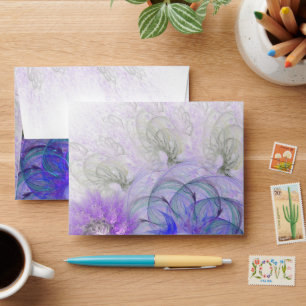 Purple and Blue Lacy Abstract Flower Design Envelopes