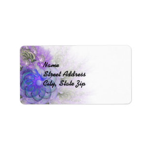 Purple and Blue Lacy Abstract Flower Design Label