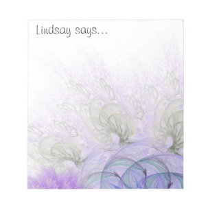 Purple and Blue Lacy Abstract Flower Design Notepad