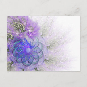 Purple and Blue Lacy Abstract Flower Design Postcard
