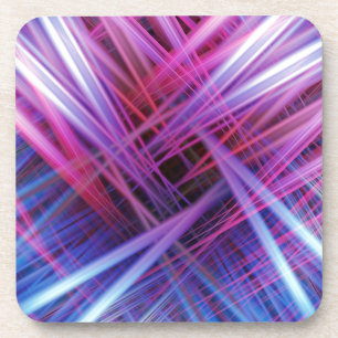 Purple and blue light beams pattern coaster