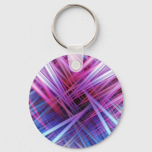 Purple and blue light beams pattern keychain (Front)