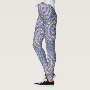 Purple and Blue Mandala Kaleidoscope Medallion Leggings