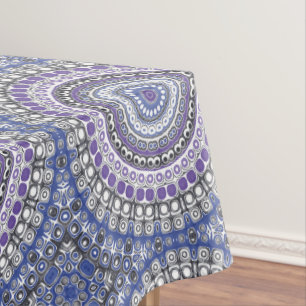 Purple and Blue Mandala Kaleidoscope Medallion Tablecloth