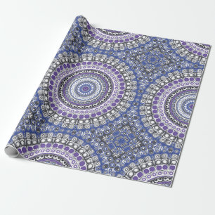 Purple and Blue Mandala Kaleidoscope Medallion Wrapping Paper