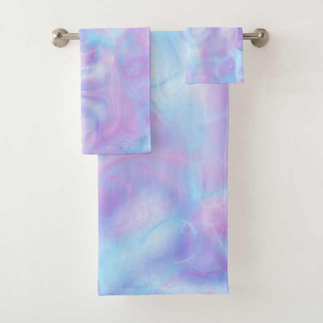 purple and blue Marble abstract Bath Towel Set (Insitu)