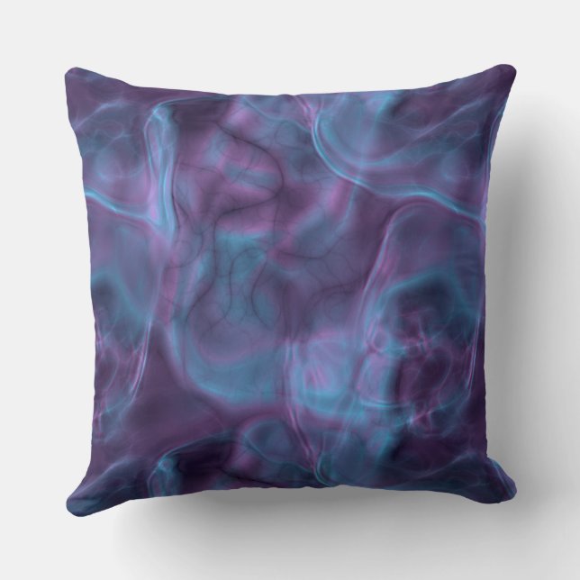 purple and blue Marble abstract Throw Pillow (Back)