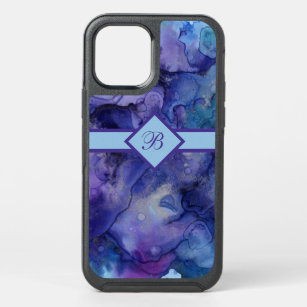 Purple And Blue Marbled Watercolor Monogrammed