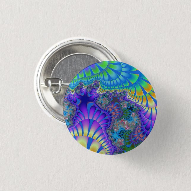 Purple and Blue Melt 1 Inch Round Button (Front & Back)