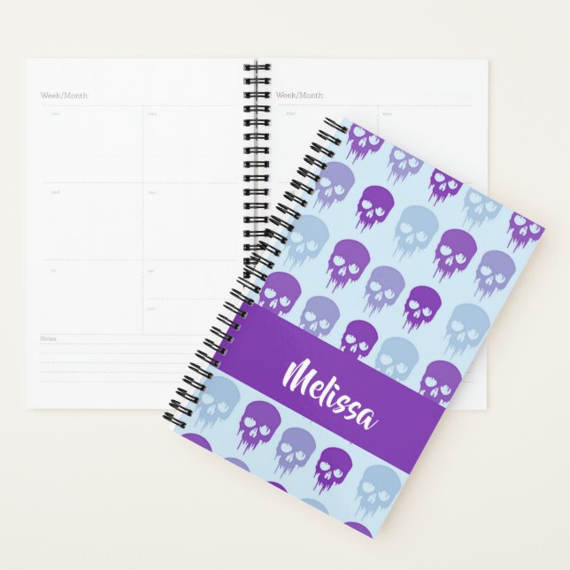 Purple and blue melting skulls pattern planner (Display)