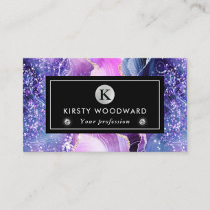 Purple and Blue Mermaid Agate Pattern Business Card