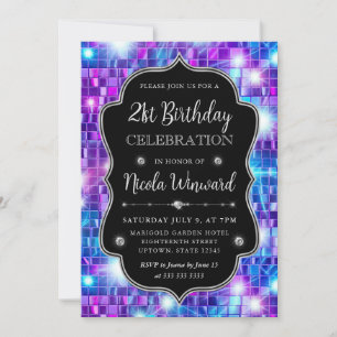 Purple and Blue Mermaid Mosaic Frame Birthday Invitation