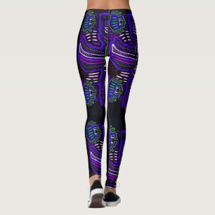 Purple and blue Mola image Leggings