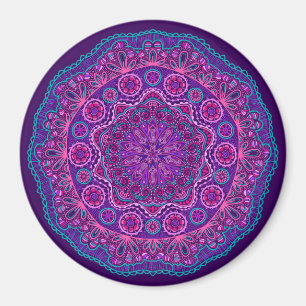 Purple and Blue Paisley Mandala Magnet