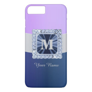 Purple and blue personalized monogram Case-Mate iPhone case