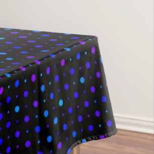 purple and blue polka dots on black tablecloth